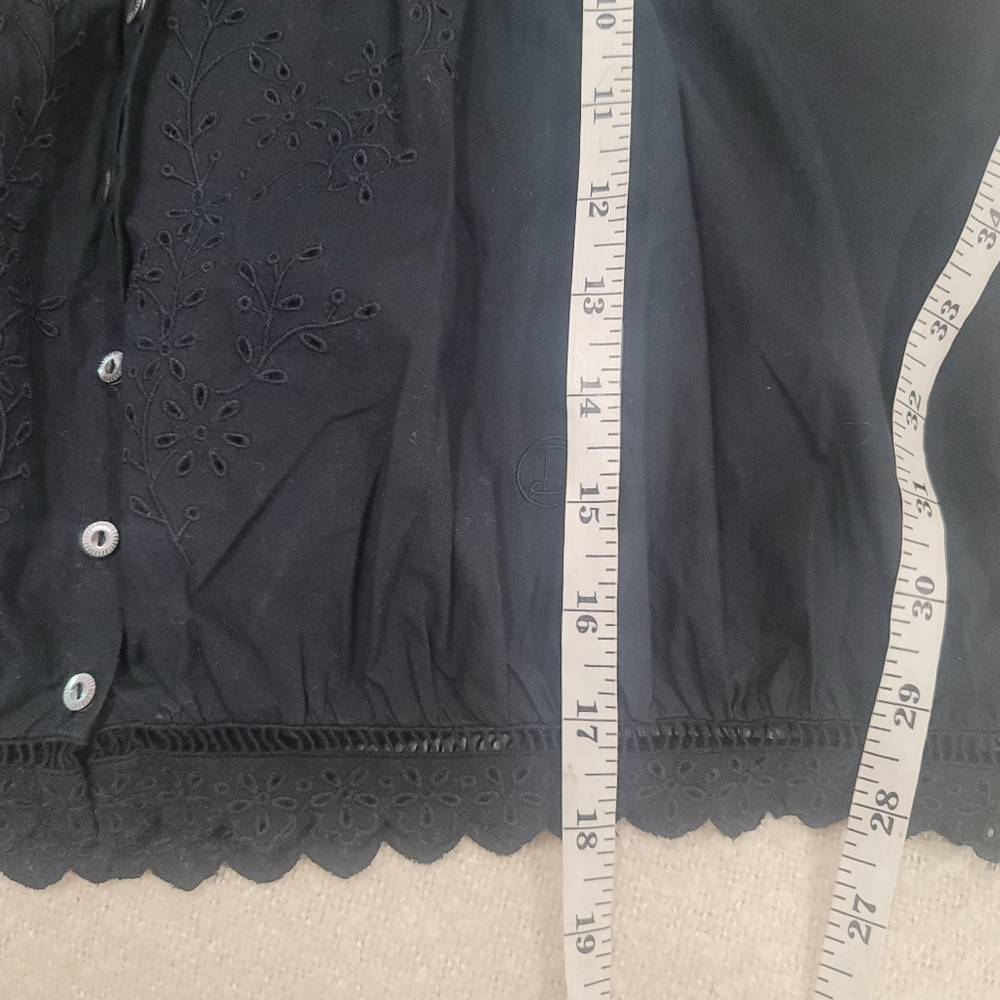 ​DÔEN XL Traveler Top Black Organic Cotton Ruffle Eyelet Blouse - Rare Size! - Picture 8 of 15